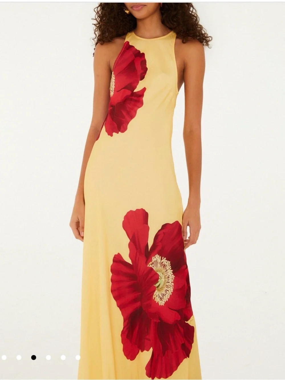 FARM Rio Yellow Maxi Dress with Red Floral Print - Picture 3 of 7
